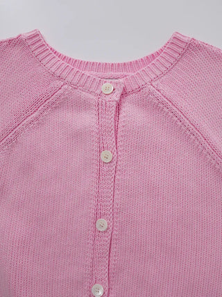 Cane Round Neck Short Sleeve Cardigan