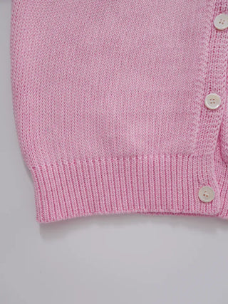 Cane Round Neck Short Sleeve Cardigan