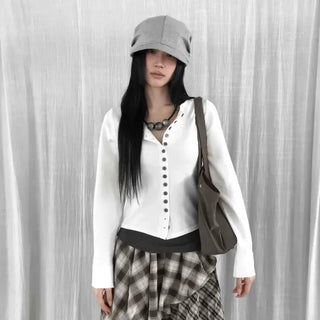 Button Detail Slim Fit Knit Cardigan