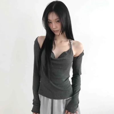 Sweet Heart Neck Slim Sleeveless Top Bolero Set
