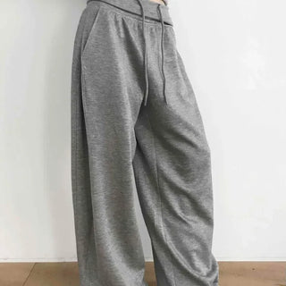 High-waisted Flap Pocket Gathered Semi-flare Wide Long Pants