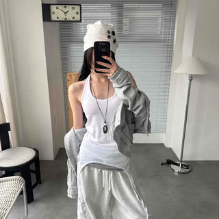 Loose Fit Plain String Daily Sleeveless