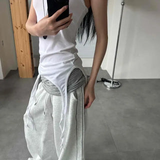 Loose Fit Plain String Daily Sleeveless