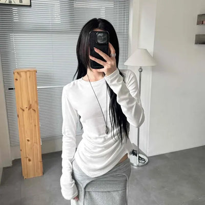 Slim Fit Plain Casual Daily Long Sleeve T-shirt