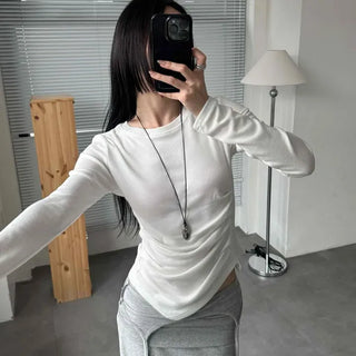 Slim Fit Plain Casual Daily Long Sleeve T-shirt
