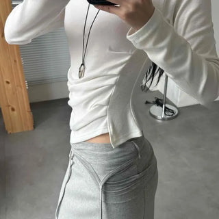 Slim Fit Plain Casual Daily Long Sleeve T-shirt