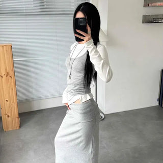 Slim Fit Plain Ribbon Strap Layered Sleeveless