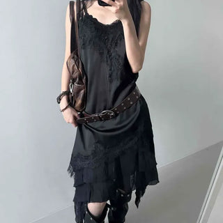 Satin Lace Lingerie Core Sleeveless Dress
