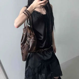 Satin Lace Lingerie Core Sleeveless Dress
