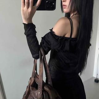 Frill Plain Feminine Long Sleeve T-shirt