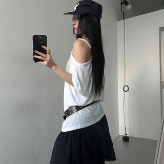 Oversized Lettering Numbering Color Block Daily Short Sleeve T-shirt