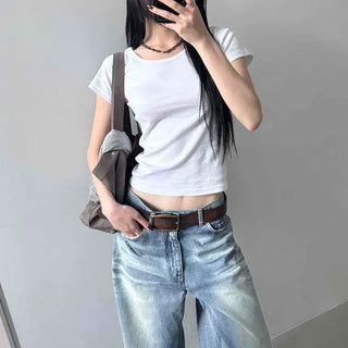 Slim Fit Plain Casual Daily Short Sleeve T-shirt