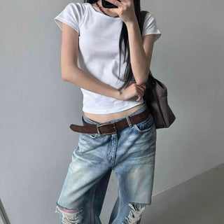 Slim Fit Plain Casual Daily Short Sleeve T-shirt