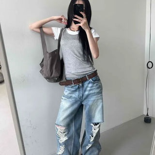Slim Fit Plain Casual Daily Short Sleeve T-shirt