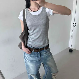 Slim Fit Plain Fitted Daily Sleeveless