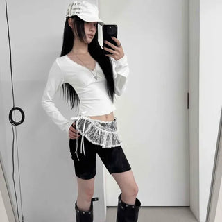 Flower String Wrap Feminine Mini Skirt