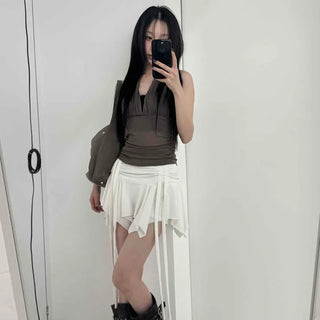 Fitted Plain Shirred Drape Backless Wrap Sleeveless