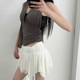 String Frill Wrap Mini Skirt