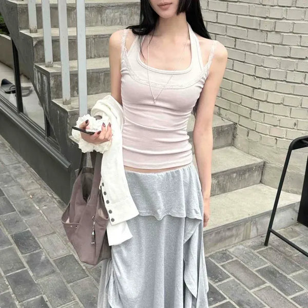 Bay Halter Lace Layered Sleeveless Top