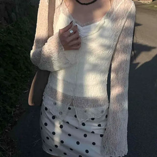 Summer See-through Lace Feminine T-shirt