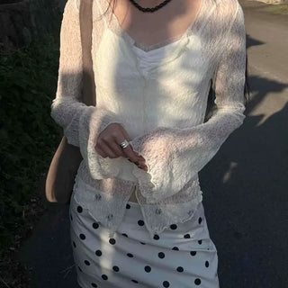 Summer See-through Lace Feminine T-shirt