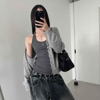 Regular Fit Plain Button Frill Long Sleeve Cardigan