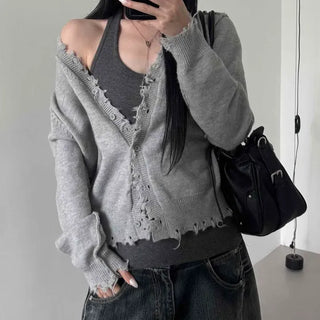 Regular Fit Plain Button Frill Long Sleeve Cardigan