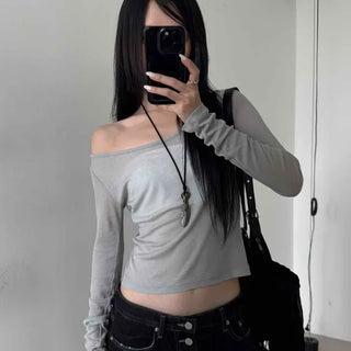 Slim Fit Plain Daily Casual Long Sleeve T-shirt