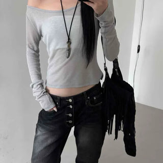 Slim Fit Plain Daily Casual Long Sleeve T-shirt