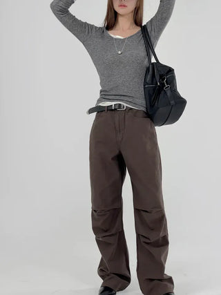 Noir V-neck Long Sleeve Tee