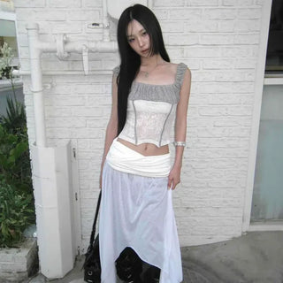 See-through Layered Asymmetrical Midi Skirt