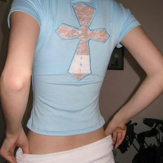 Aro Back Lace Short Sleeve T-shirt