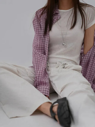 Navy oversized plaid shirt