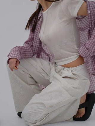 Navy oversized plaid shirt