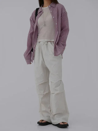 Navy oversized plaid shirt