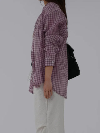 Navy oversized plaid shirt