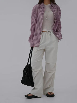 Navy oversized plaid shirt