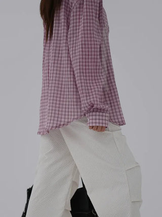 Navy oversized plaid shirt