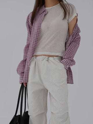 Navy oversized plaid shirt