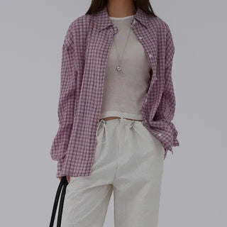 Navy oversized plaid shirt