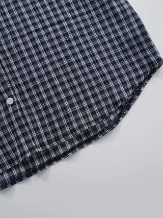Navy oversized plaid shirt