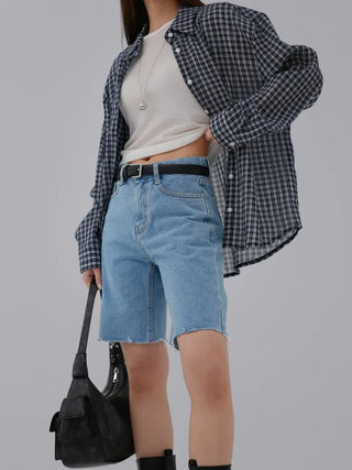 Navy oversized plaid shirt