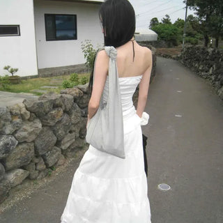 Frill String Tiered A-Line Long Skirt