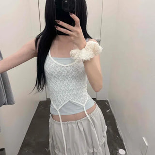 Layered Lace Drop String Halterneck Top