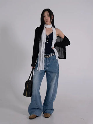 Leon See-through Tencel Round Loose Fit Cardigan