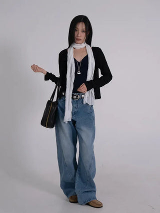 Leon See-through Tencel Round Loose Fit Cardigan