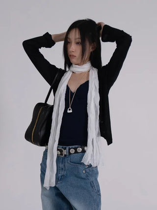 Leon See-through Tencel Round Loose Fit Cardigan
