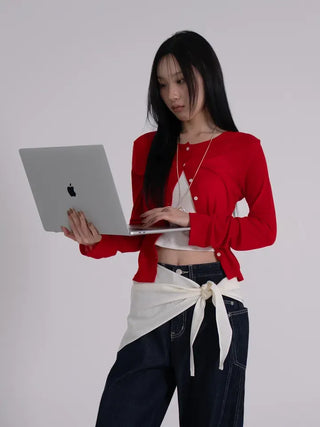 Leon See-through Tencel Round Loose Fit Cardigan