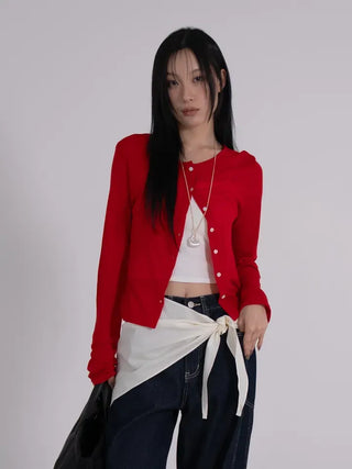 Leon See-through Tencel Round Loose Fit Cardigan