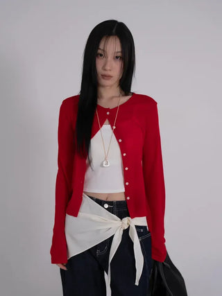 Leon See-through Tencel Round Loose Fit Cardigan